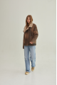 Vintage women's sheepskin coat made of brown natural sheepskin