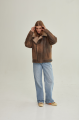 Vintage women's sheepskin coat made of brown natural sheepskin