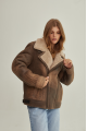 Vintage women's sheepskin coat made of brown natural sheepskin