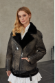 A black sheepskin coat made of natural sheepskin in the VINTAGE style