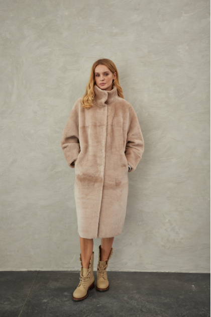 Beige sheepskin coat