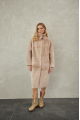 Women's long sheepskin coat made of natural sheepskin, beige color