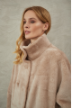 Women's long sheepskin coat made of natural sheepskin, beige color