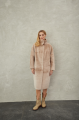 Women's long sheepskin coat made of natural sheepskin, beige color