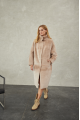 Women's long sheepskin coat made of natural sheepskin, beige color