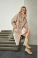 Women's long sheepskin coat made of natural sheepskin, beige color