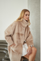 Women's long sheepskin coat made of natural sheepskin, beige color