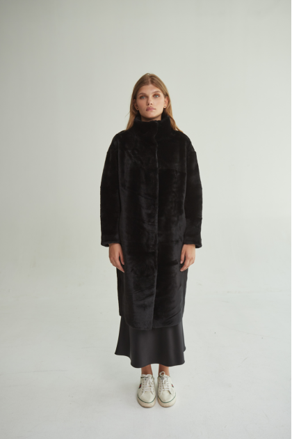 Black sheepskin coat