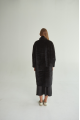 Women's long sheepskin coat made of natural sheepskin, black color