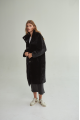 Women's long sheepskin coat made of natural sheepskin, black color