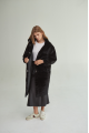 Women's long sheepskin coat made of natural sheepskin, black color