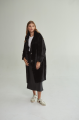 Women's long sheepskin coat made of natural sheepskin, black color