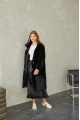 Women's long sheepskin coat made of natural sheepskin, black color