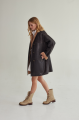 Sheepskin coat made of natural sheepskin in VINTAGE style, dark chocolate color