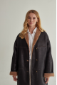 Sheepskin coat made of natural sheepskin in VINTAGE style, dark chocolate color