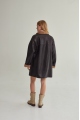 Sheepskin coat made of natural sheepskin in VINTAGE style, dark chocolate color