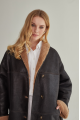 Sheepskin coat made of natural sheepskin in VINTAGE style, dark chocolate color