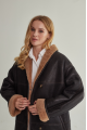 Sheepskin coat made of natural sheepskin in VINTAGE style, dark chocolate color