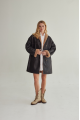 Sheepskin coat made of natural sheepskin in VINTAGE style, dark chocolate color