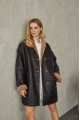 Sheepskin coat made of natural sheepskin in VINTAGE style, dark chocolate color