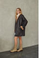 Sheepskin coat made of natural sheepskin in VINTAGE style, dark chocolate color