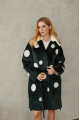 Green natural sheepskin coat with pea print and mink collar