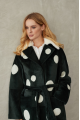 Green natural sheepskin coat with pea print and mink collar