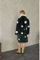 Green natural sheepskin coat with pea print and mink collar