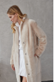 Long sheepskin coat made of natural beige color