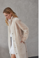 Long sheepskin coat made of natural beige color