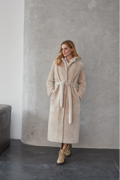 Beige sheepskin coat