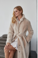 Long sheepskin coat made of natural beige color