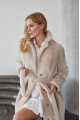 Long sheepskin coat made of natural beige color