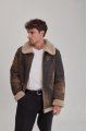 Men's American-style sheepskin coat made of natural brown sheepskin