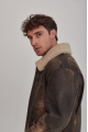 Men's American-style sheepskin coat made of natural brown sheepskin