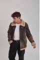 Men's American-style sheepskin coat made of natural brown sheepskin