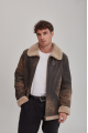 Men's American-style sheepskin coat made of natural brown sheepskin