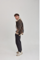 Men's American-style sheepskin coat made of natural brown sheepskin