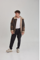 Men's American-style sheepskin coat made of natural brown sheepskin