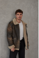 Men's American-style sheepskin coat made of natural brown sheepskin