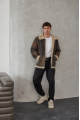 Men's American-style sheepskin coat made of natural brown sheepskin