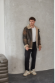 Men's American-style sheepskin coat made of natural brown sheepskin