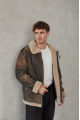 Men's American-style sheepskin coat made of natural brown sheepskin