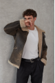 Men's American-style sheepskin coat made of natural brown sheepskin