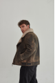 Stylish men's sheepskin coat in VINTAGE style made of brown natural sheepskin