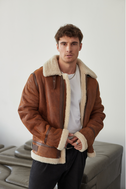 Men's VINTAGE style sheepskin coat