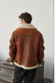 Stylish men's sheepskin coat in the VINTAGE style made of natural sheepskin, whiskey color