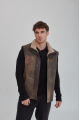 Men's brown sheepskin-vest made of natural sheepskin in VINTAGE style