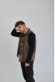 Men's brown sheepskin-vest made of natural sheepskin in VINTAGE style