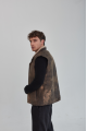 Men's brown sheepskin-vest made of natural sheepskin in VINTAGE style